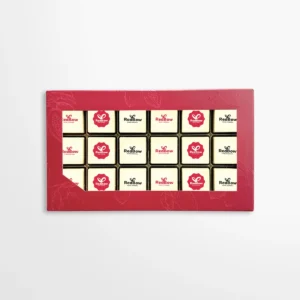Logoblokjes | geschenkdoos van 18 stuks | chocolade of praliné