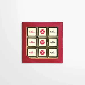 Logoblokjes | geschenkdoos van 9 stuks | chocolade of praliné