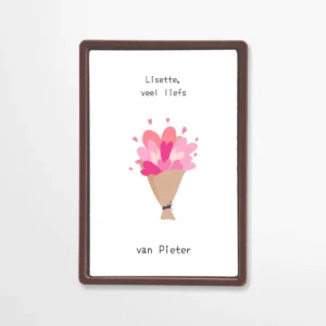 Chocolade wenskaart | Puntzak met hartjes