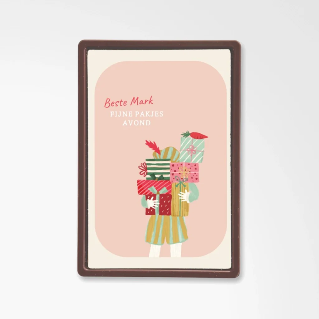 Chocolade wenskaart | Fijne pakjesavond