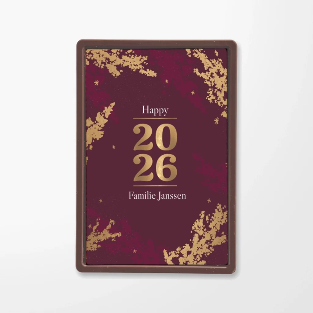 Chocolade wenskaart | Rood met goud